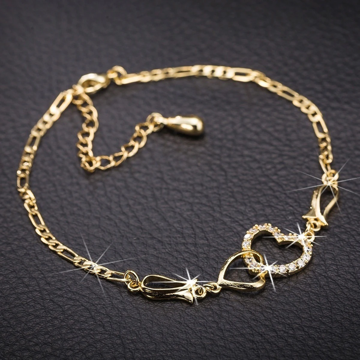Pulsera de corazón de amor para mujer, brazalete de cristal, regalo de San Valentín, 2021