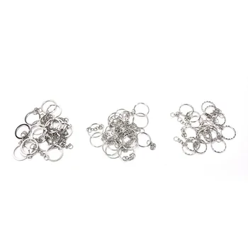 

100 Pcs/lot Stainless Alloy Circle Jewelry Keychain Key Ring For Bag Accessories 3 Styles 25mm DIY Keyrings Silvery Key Chains
