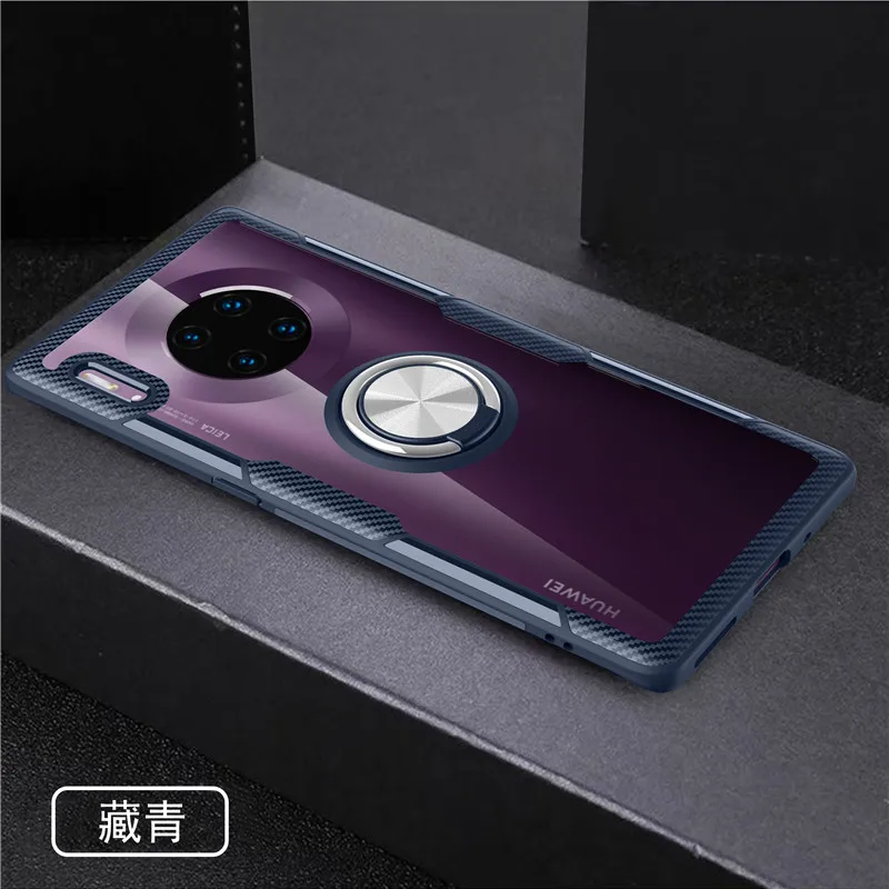 navy blue Для Honor 8x7x10 20 pro Чехол металлическое кольцо-держатель магнитное силиконовое покрытие для huawei p30 p20 lite p smart plus nova5 4 Чехол - Цвет: navy blue
