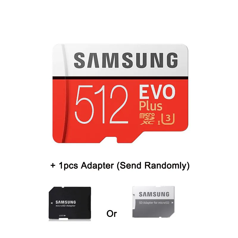 512GB With Adapter SAMSUNG Карты Памяти Micro SD 256 ГБ 128 ГБ 64 ГБ 32 ГБ 16 ГБ SDHC SDXC Класс EVO+ EVO UHS Class 10 С10 TF Trans Flash Microsd микро сд карта памяти для телефона - Емкость: 512GB With Adapter