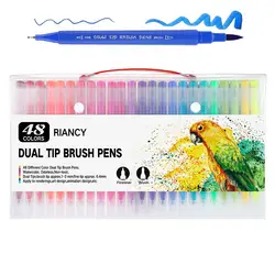 48 цветов акварельные двойные кончики кисти маркеры для рисования Fineliner школьные принадлежности для творчества канцелярские