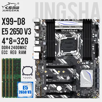 

JINGSHA X99D8 motherboard set 4 channels with XEON E5 2650 V3 and 4pcs DDR4 8gb 2400MHZ ECC REG RAM