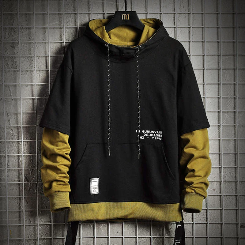 Pullover Hoodie Hooded-Sweatshirts Harajuku Hip-Hop High-Street Men Print Letter