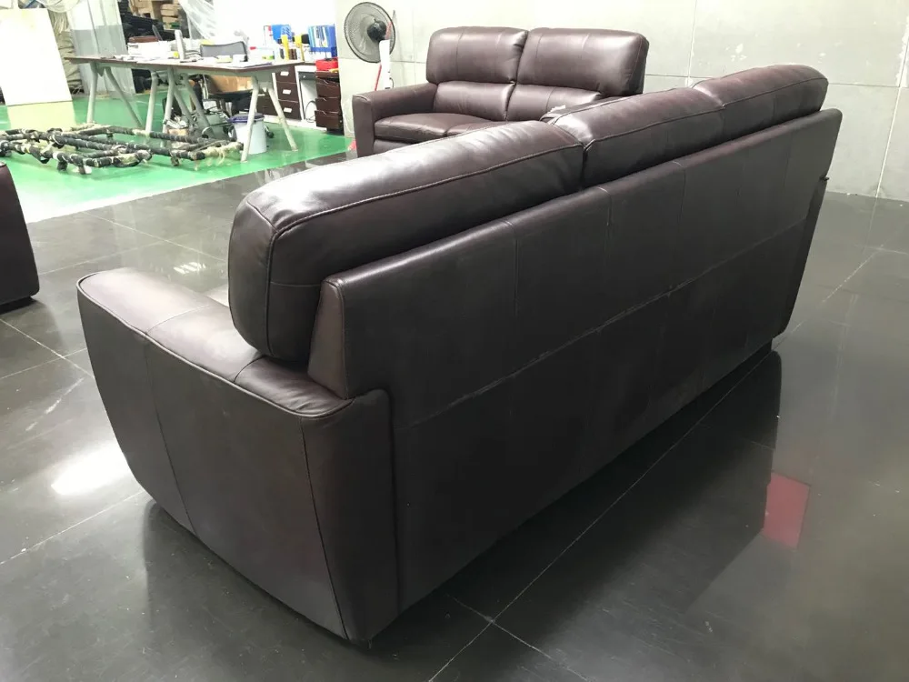 Sofa set living room furniture leather sofa with u shaped corner sofa design Led lighting