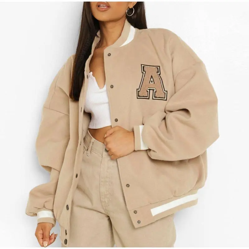 2021 Spring And Autumn Vibe Style Baseball Uniform New Bomber Jacket For Women Fashion Retro Clothes Streetwear Oversized Coat