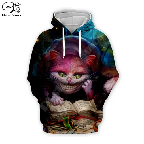 Hoodies Хэллоуин Алиса аниме кошка принт для мужчин wo мужчин 3d толстовки толстовка на молнии Рождество Мультфильм пуловер унисекс спортивный костюм - Цвет: Hoodies