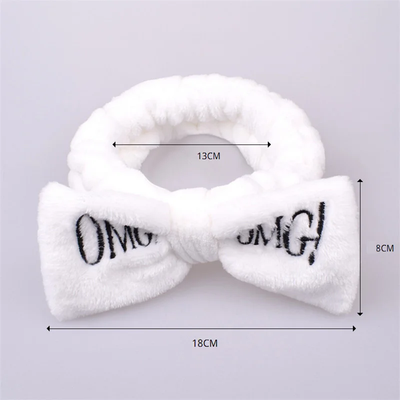 Новое письмо "OMG" Повязки для женщин Flannel Мягкий Лук Повязки Девушки мыть лицо turban Симпатичные эластичные головные уборы аксессуары для волос