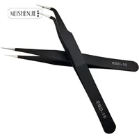MEISHENJIE 1PC Stainless Steel Curved Straight Eyebrow False Eyelash Tweezers Nail Art Extension Makeup Tool Eeyelashes Tweezers 1