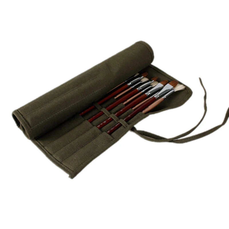 

Brush Bag Artist Watercolor Draw Pen Oil Paint Roll Up Canvas Cases Holder Pouch