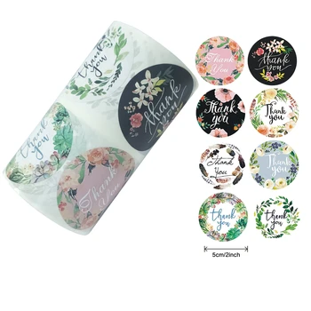 

500Pcs 5cm 2Inch Thank You Stickers Round Paper Label Stickers for Christmas Gift Wedding Cards Business Packaging Stickers