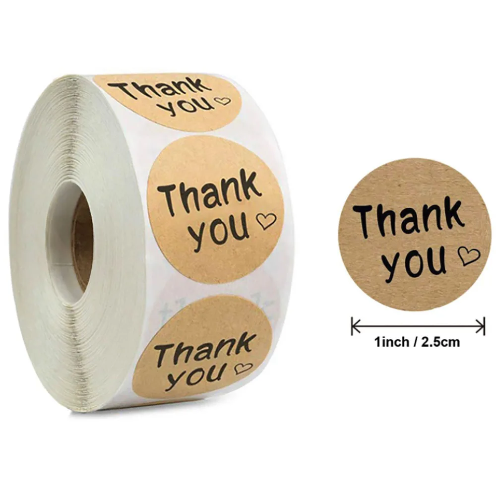 100pcs Natural Kraft Thank You Stickers Handmade With Love Stickers Seal Labes Scrapbooking For Package Box Adhesive Stationery