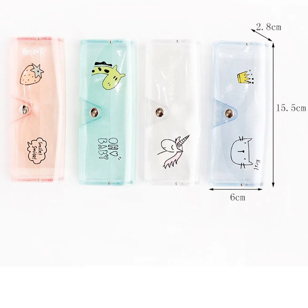 1pcs random color 1 шт. мультяшная Милая Женская дорожная Прозрачная ПВХ коробка для очков, сумка, защитный чехол, коробка для переноски, аксессуары для очков - Цвет: 1pcs random color
