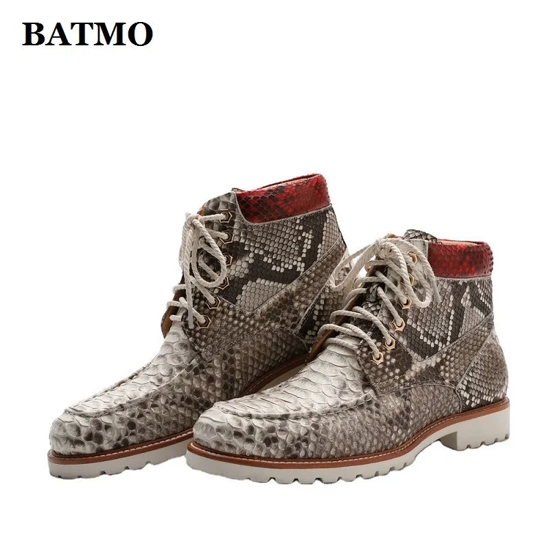 

BATMO 2023 new arrival Fashion Snake skin causal shoes men,male Genuine leather boots 6171-1
