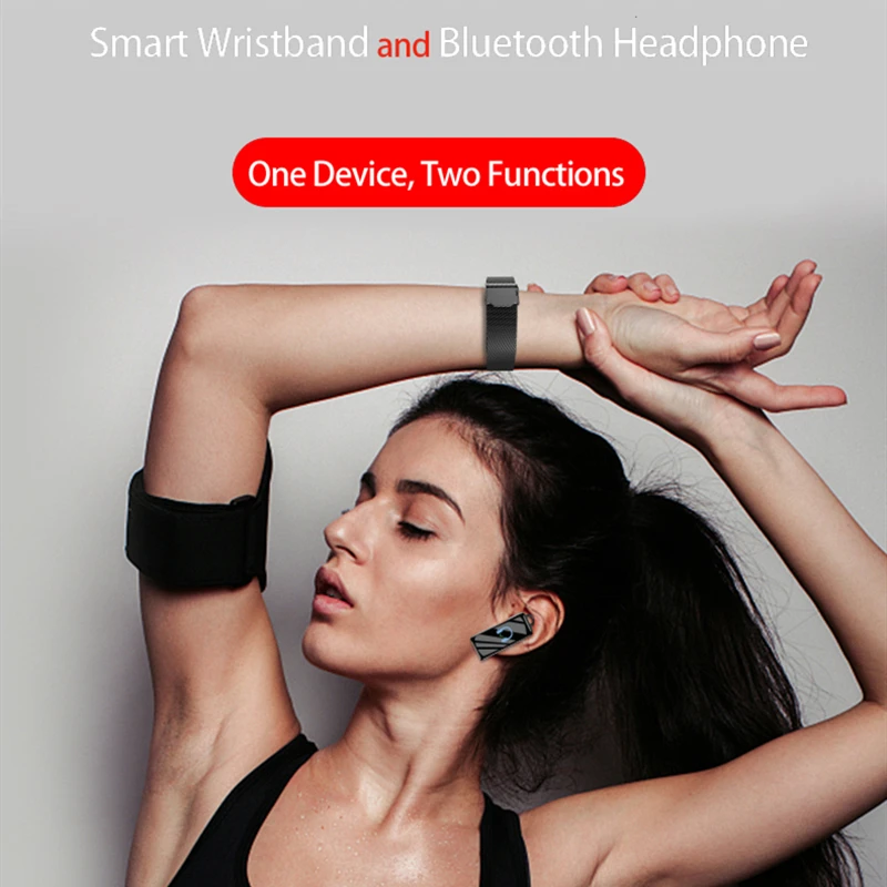 IMice B6, 0,96 дюймов, беспроводные наушники, Bluetooth гарнитура, 2 в 1, вызов, прослушивание музыки, счетчик шагов, спортивные Смарт-часы для мужчин и женщин