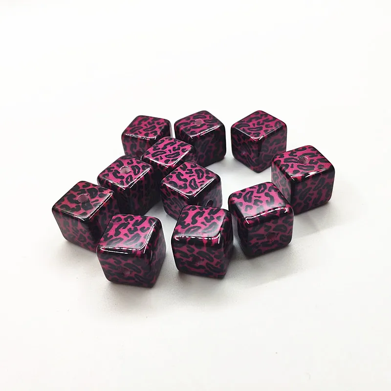 hot pink Новое поступление! 16 мм 50 шт леопардовые кубические бусины для сережек аксессуары, детали для серег ювелирных изделий сделай сам - Цвет: hot pink
