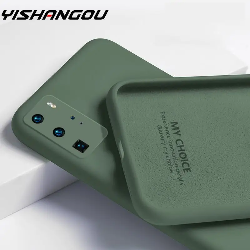 Жидкий силиконовый чехол для Huawei P40 Lite E P30 P20 Pro полностью защитный камеры Mate 20 30 P