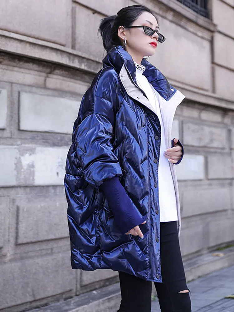 

New Winter Cotton Coat Women Jacket 2021 Korean Loose Thick Warm Glossy Down Cotton Outwear Long Female Jacket Parka Female Coat