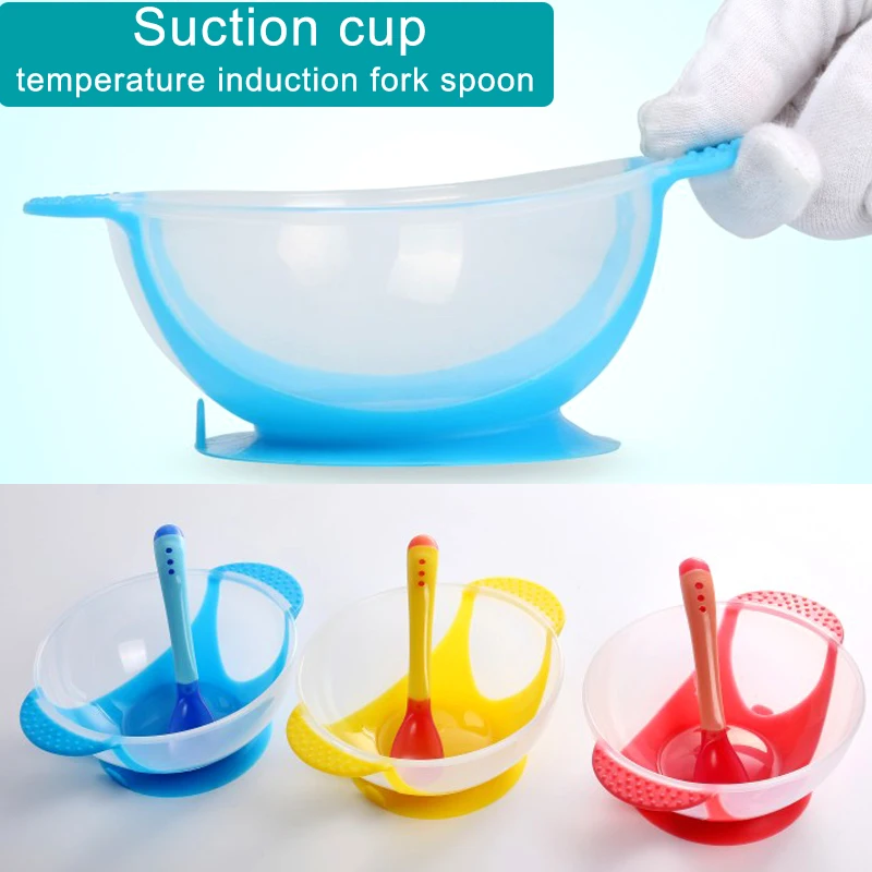 Tableware Dinnerware-Set Suction-Cup Feeding-Spoon Learning-Dishes Food-Bowl Temperature-Sensing