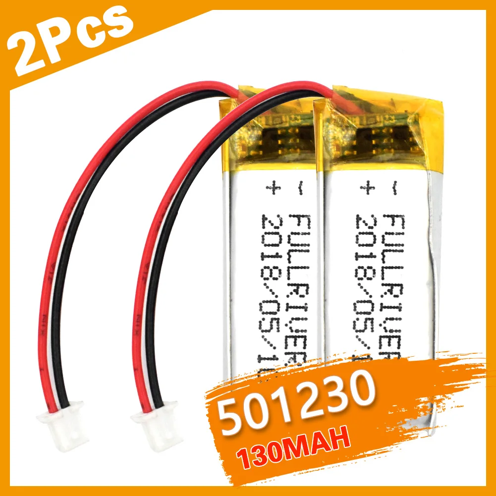 

2PCS 3.7V lithium polymer Rechargeable battery 501230 130mah camera MP3 MP4 voice recorder Bluetooth speakers headsets batteries