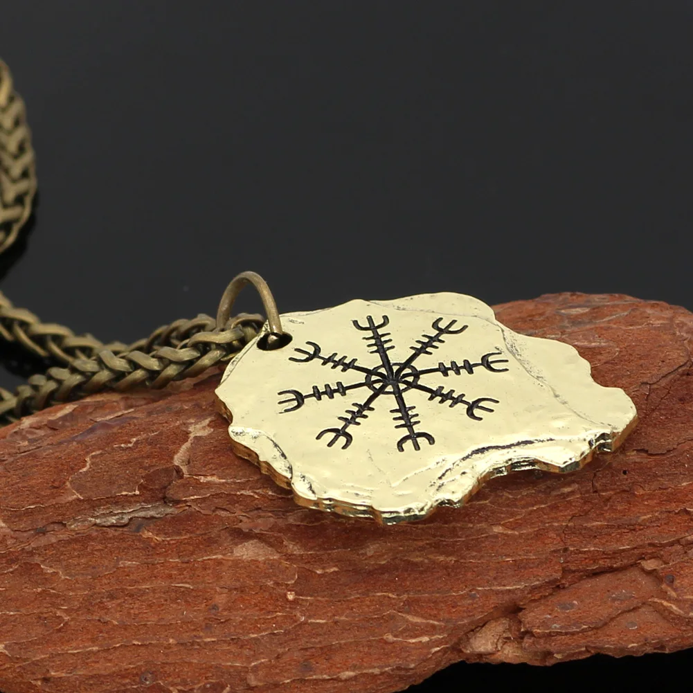 Скандинавский Викинг Odin Aegishjalmr vegvisir Амулет ожерелье с подарочной сумкой|Ожерелья