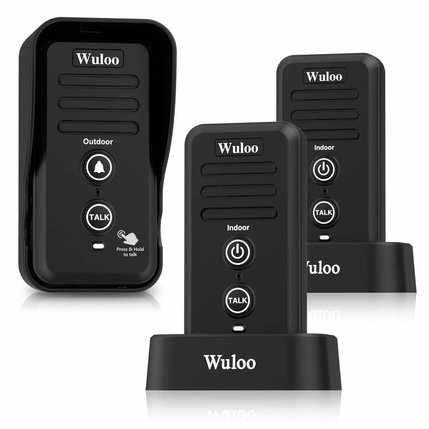 video intercom doorbell Wuloo 1/2 Mile Range Wireless Voice Doorbells Intercom System Adjust Volume Rechargeable Doorbell Receiver Waterproof Ring door intercom system Door Intercom Systems