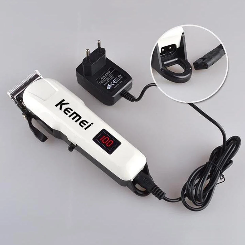 Kemei KM-809A Men's Electric LCD Hair Clipper Professional Rechargeable Trimmer Haircut Machine Barber Shop Shaver EU Plug HOT