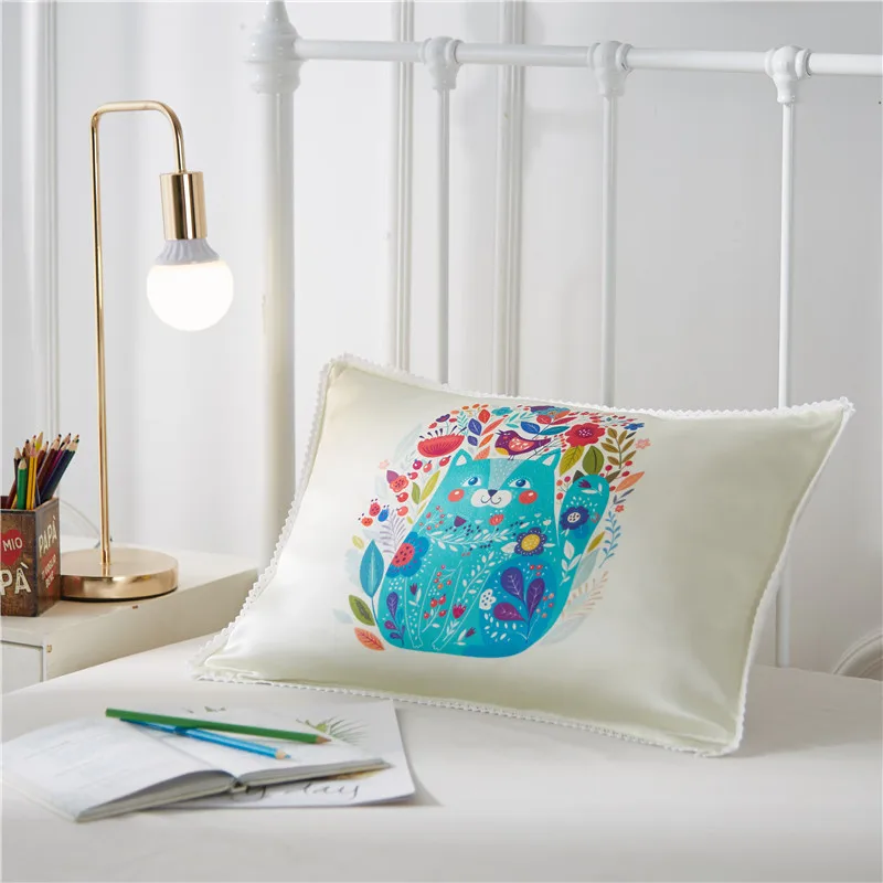 

Spring and Summer Children's Silk Pillowcase Cartoon Pattern Tencel Pillowcase Comfortable and Breathable Small Fresh Style