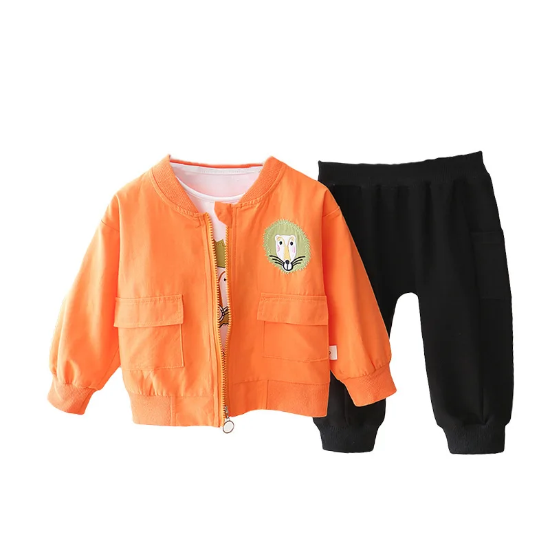 

Spring Autumn Children Clothes Suit Baby Boy Girls Cartoon Jactek T Shirt Pants 3Pcs/set Toddler Casual Clothing Kids Tracksuits