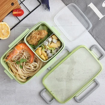 

1000ml Portable Lunch Box Bento Microwave Leak-proof Dinnerware with Compartment Food Container Kitchen Accessories