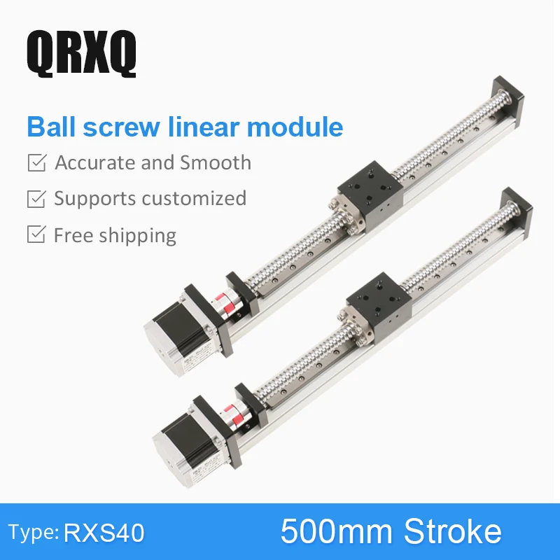 RXS40 Ball Screw 500mm CNC Linear Module Guide Rail Motion Actuator Slide Table Motorized Stage For 3D Printer Parts