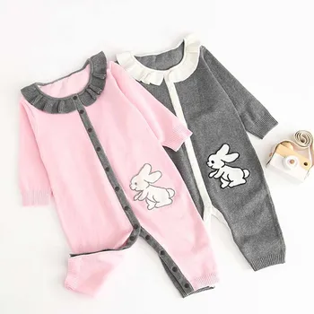 

Baby Rompers Rabbit Knitted Long Sleeve Knit Newborn Boys Girls Jumpsuits Onesie Autumn Toddler Children Overalls Clothing