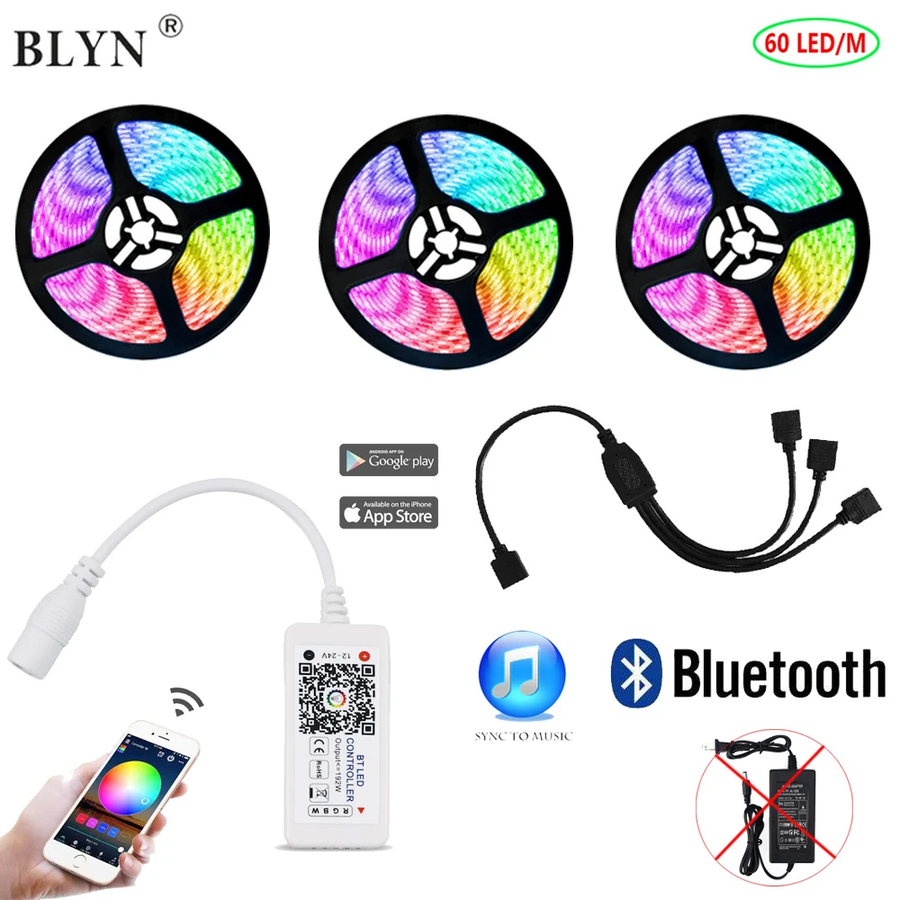 tira de luces led rgb con bluetooth cinta flexible de luz de sincronizacion de musica control de aplicaciones de telefonos inteligentes