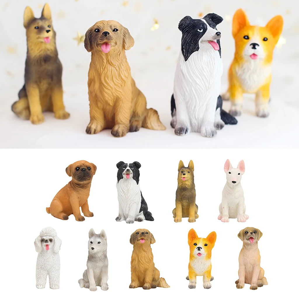 Mini Resin Dog Figures Hand Painted Puppy Ornament For Dollhouse Collection Cake Toppers Garden Statues Sculptures Aliexpress
