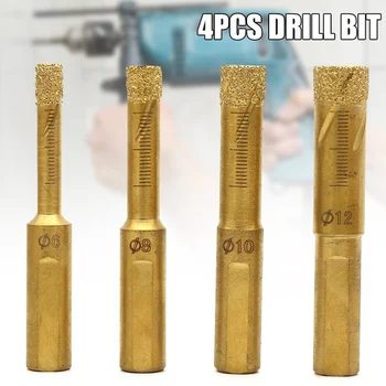 

4 Pcs Dry Cut Emery Drill Bits Durable Accessories for Ceramic Porcelain Tile Marble HUG-Deals