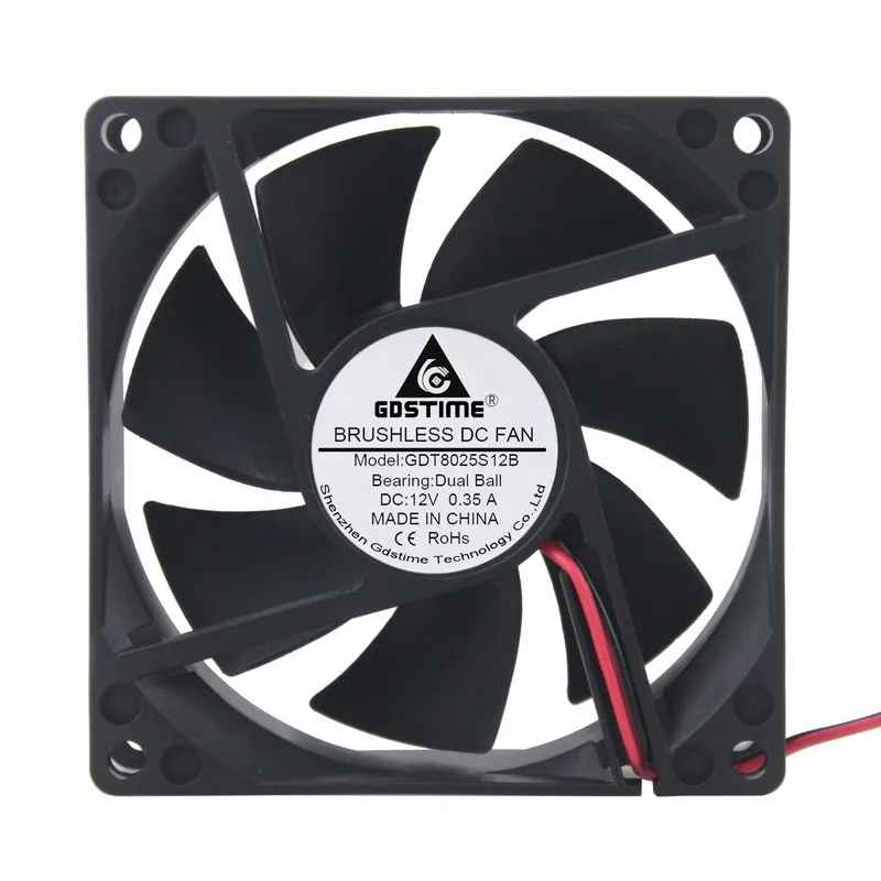 

1 шт. GDT Gdstime 2Pin DC 12V шариковый подшипник 8 см 80 мм 8025 80x80x25мм охлаждающий вентилятор для процессора