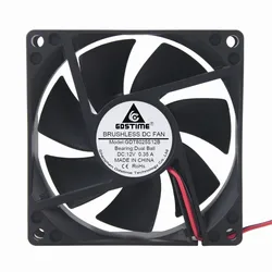 GDT Gdstime ventilador de refrigeración de CPU, 2 pines, DC 12V, rodamiento de bolas, 8cm, 80mm, 8025, 80x80x25mm, 1 ud.