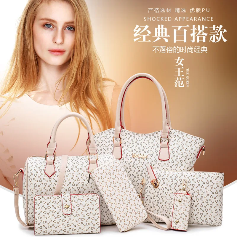 

2019 New Style Printed Different Size Bags Figure Six Pieces Set WOMEN'S Bag Shoulder Bag Shoulder Bag Handbag Large Capacity Fa