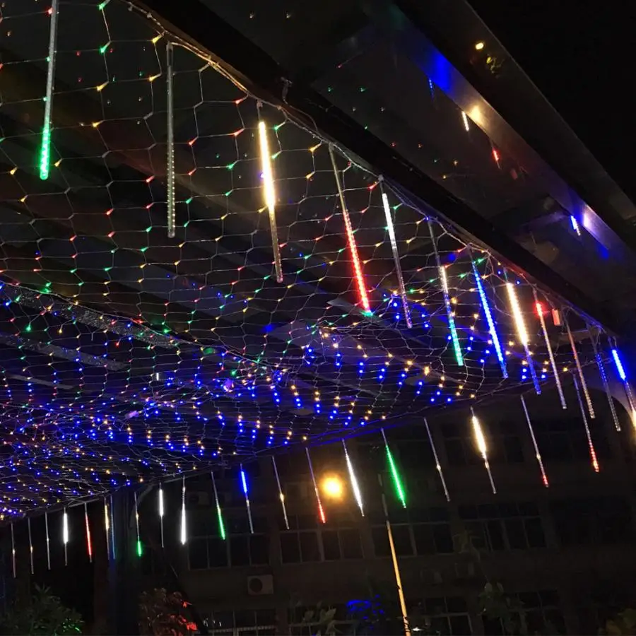 

AC 85-265V 10cm LED Outdoor Meteor Shower Colorful Rain String Lights For Christmas Wedding Decoration