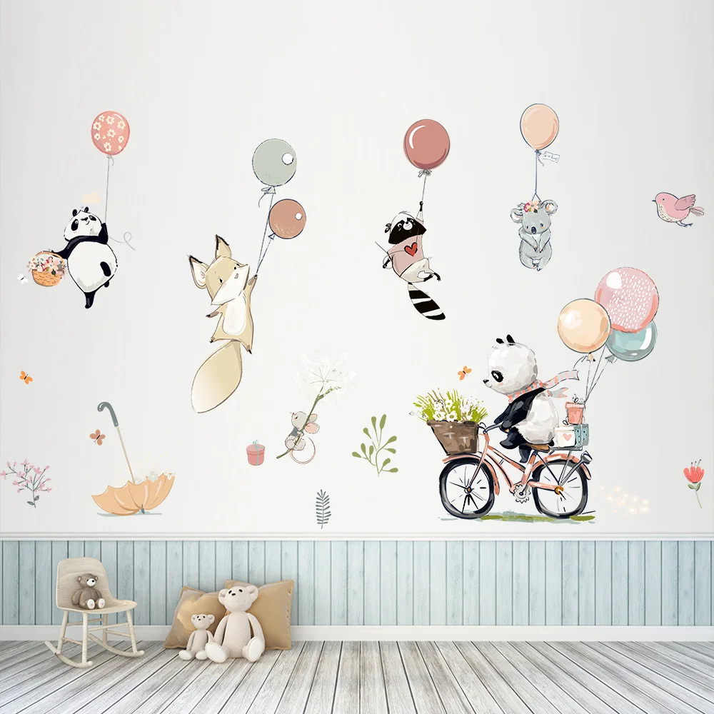 Cartoon Balloon Animals Wall Stickers for Kids Children rooms Wall Decor Removable Vinyl Decals Nursery Home Decor Art Murals