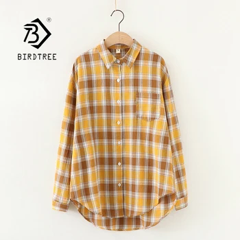 

12 Colors Summer New Women Vintage Oversized Plaid Shirt Cotton Batwing Sleeve Loose Blouse Casual Tops Feminina Blusa T06319F