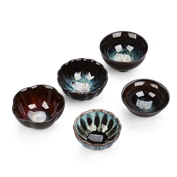 

5pcs jingdezhen tea cup sky eyes glaze chinese porcelain tea set tcup kung fu tea set room decoration cute sauce bowls ceramic