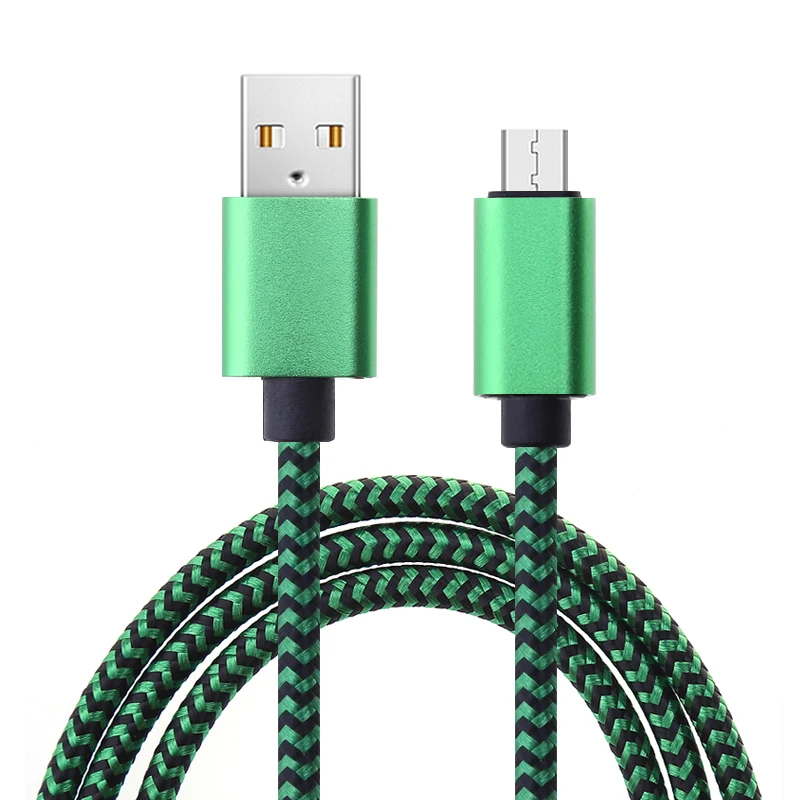 Микро USB кабель для быстрой зарядки USB кабель с нейлоновой оплеткой провод для samsung sony Xiaomi Android телефона передачи и синхронизации данных Зарядное устройство кабель смартфон 1/2/3 м - Цвет: Зеленый