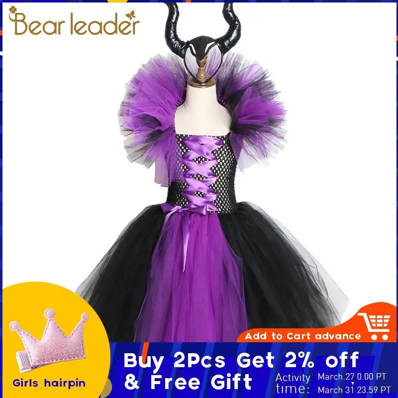 

Bear Leader Girl Party Dress New Brand Princess Dresses Halloween Costume Black Witch Tutu Dress Hipster Cosplay Fancy Kids Suit