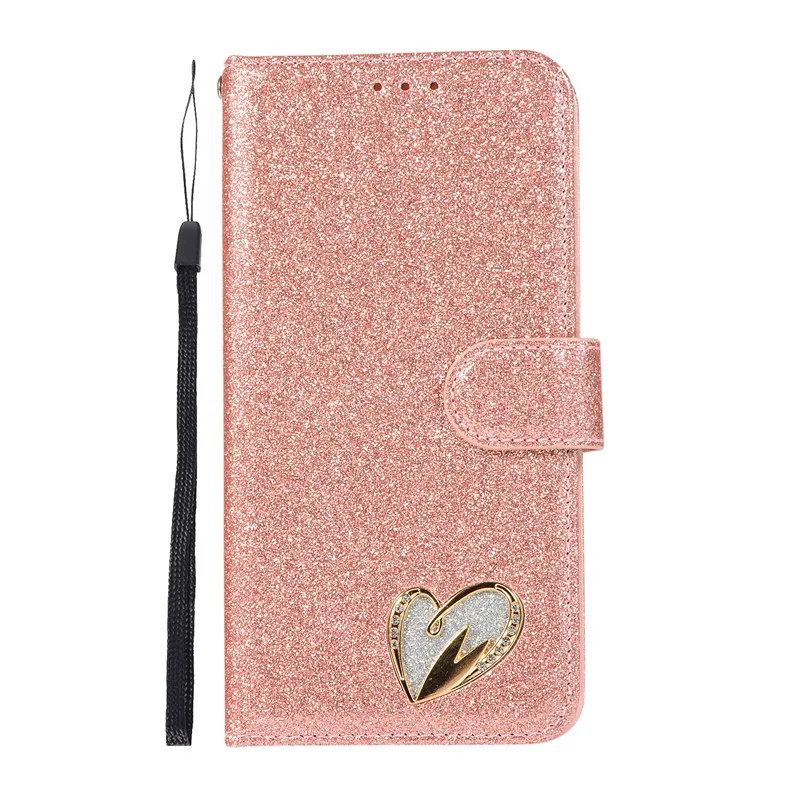 Чехол Love для samsung Galaxy S10 Plus S10E S8 S9 S7 Edge Блестящий блестящий кожаный флип-чехол для samsung Note 10 Plus S 9 8 10 Plus - Цвет: rose gold