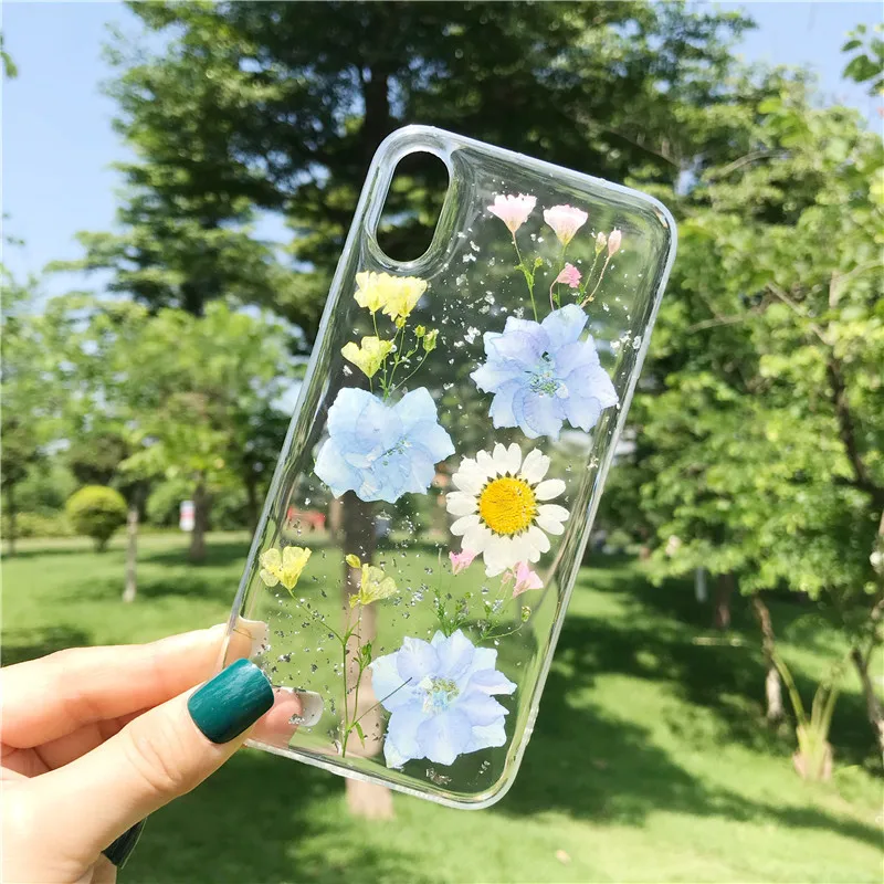 Ins Модный чехол для iPhone X XS MAX XR 8 8 Plus 7 7 Plus 6 6S 6S Plus Eelgant настоящий защитный ковер для бампера гербарий