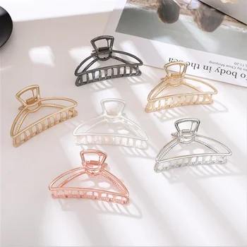 

2pcs/lot Women Girls Geometric Hair Claw Clamps Hair Crab Moon Shape Hair Clip Claws Solid Color Accessories Hairpin