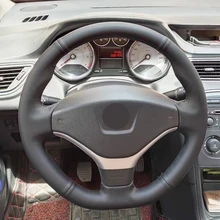 Free Shipping High Quality cowhide Top Layer Leather handmade Sewing Steering wheel covers protect For Peugeot 308