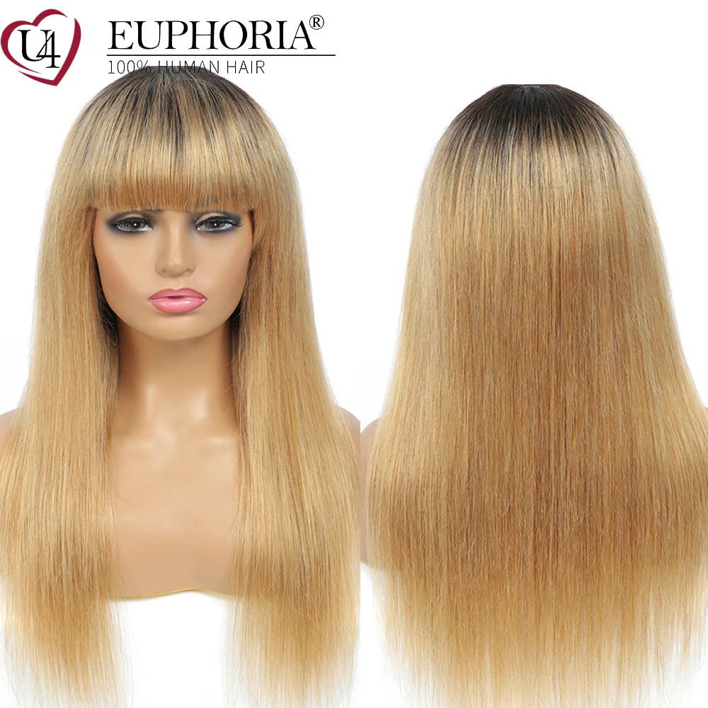 Прямые волосы Омбре блонд парики бразильские Remy 100% человеческие полная машина