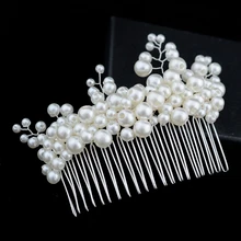BUFEI HP118 расчески с жемчугом и бусинами новые модные серебристые заколки для волос свадебные головные уборы головной убор для женщин Свадебные аксессуары для невест