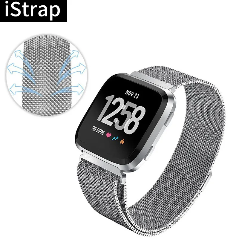 

iStarp Metal Band For Fitbit Versa/Versa 2 Strap Wrist Milanese Loop Magnetic Bracelet Male Lady Size Smart Accessories